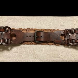 Wide Braided Boho Leather Belt